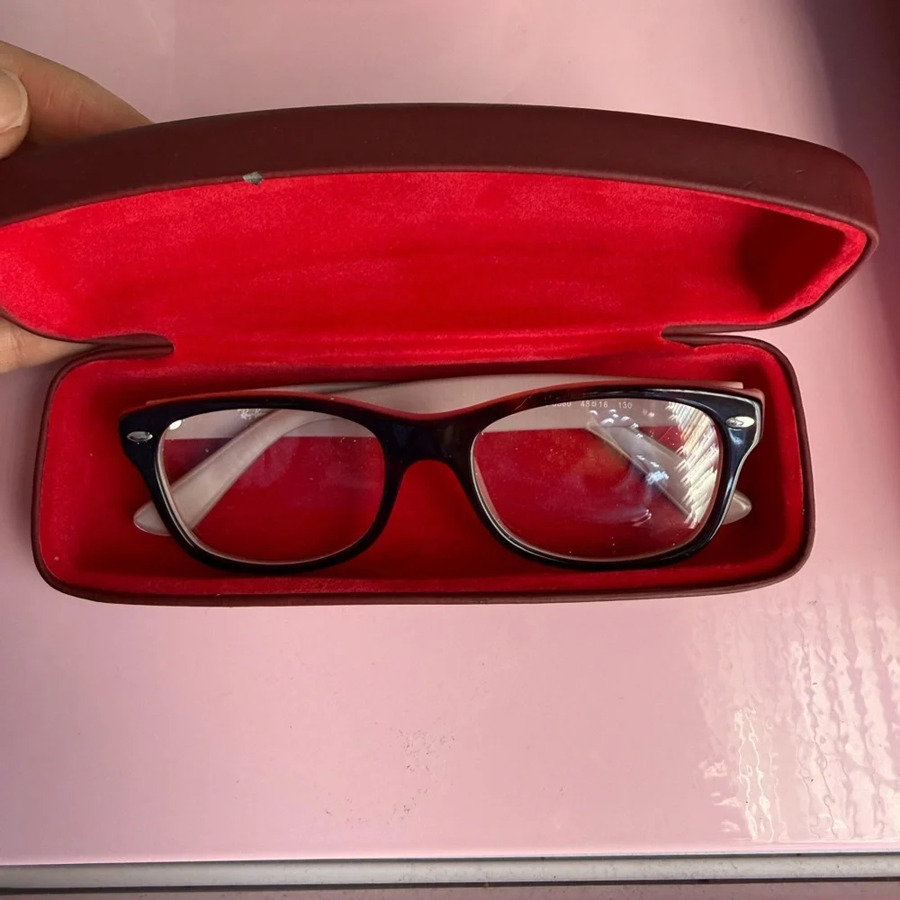 Ray-Ban pink and black Glasses with Red Case